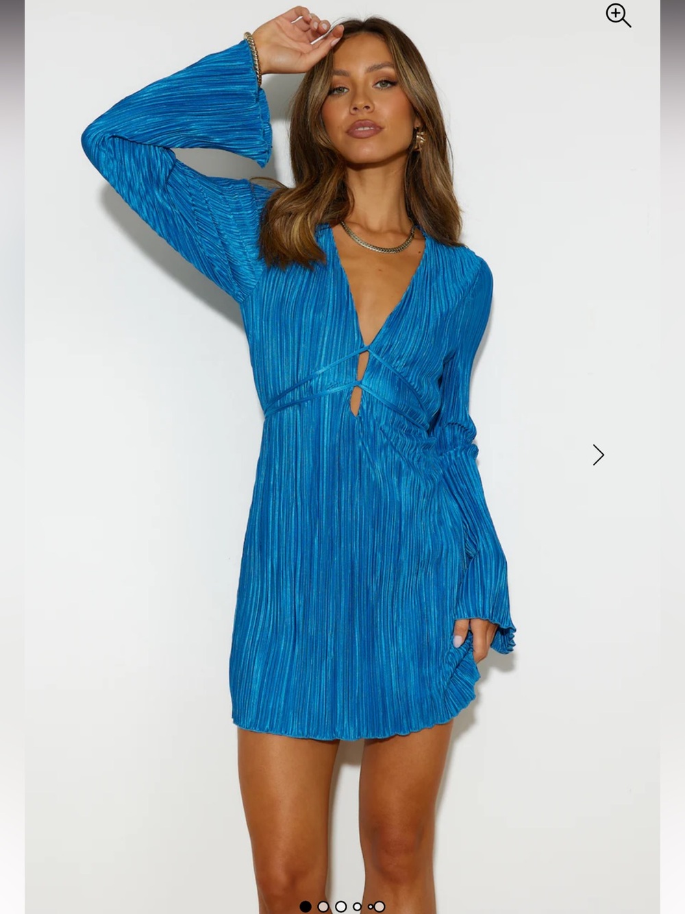 Hello Molly Horizons Meet Plisse Dress in Royal Blue NWT